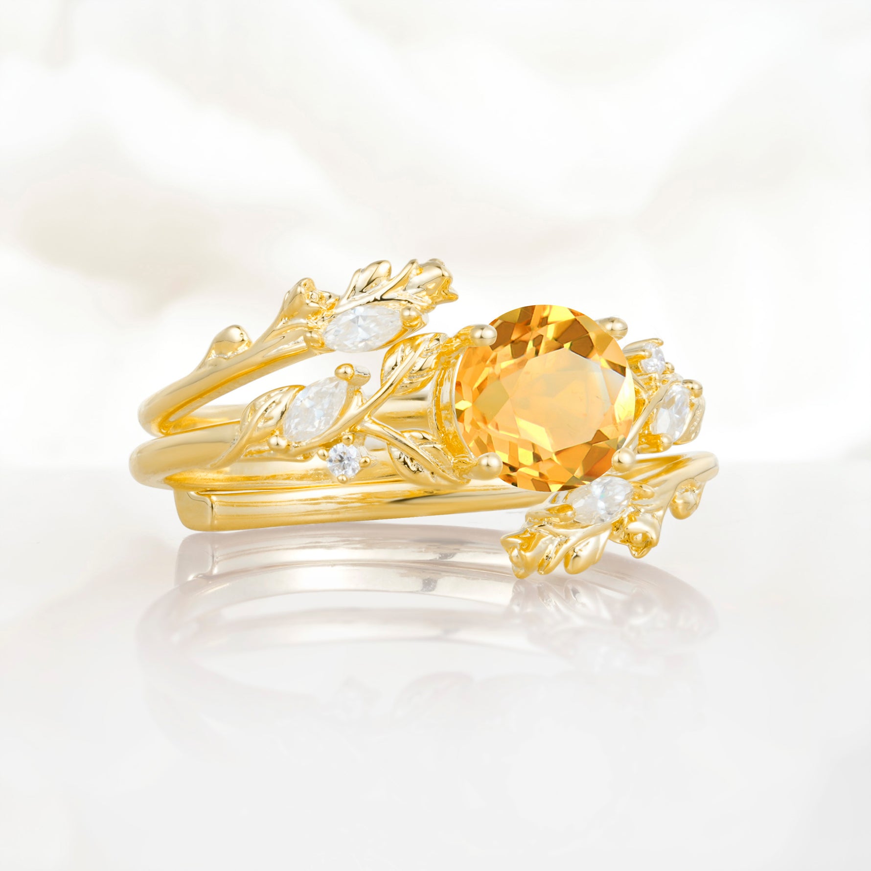 SR17688 Citrine Ring - White-Gold