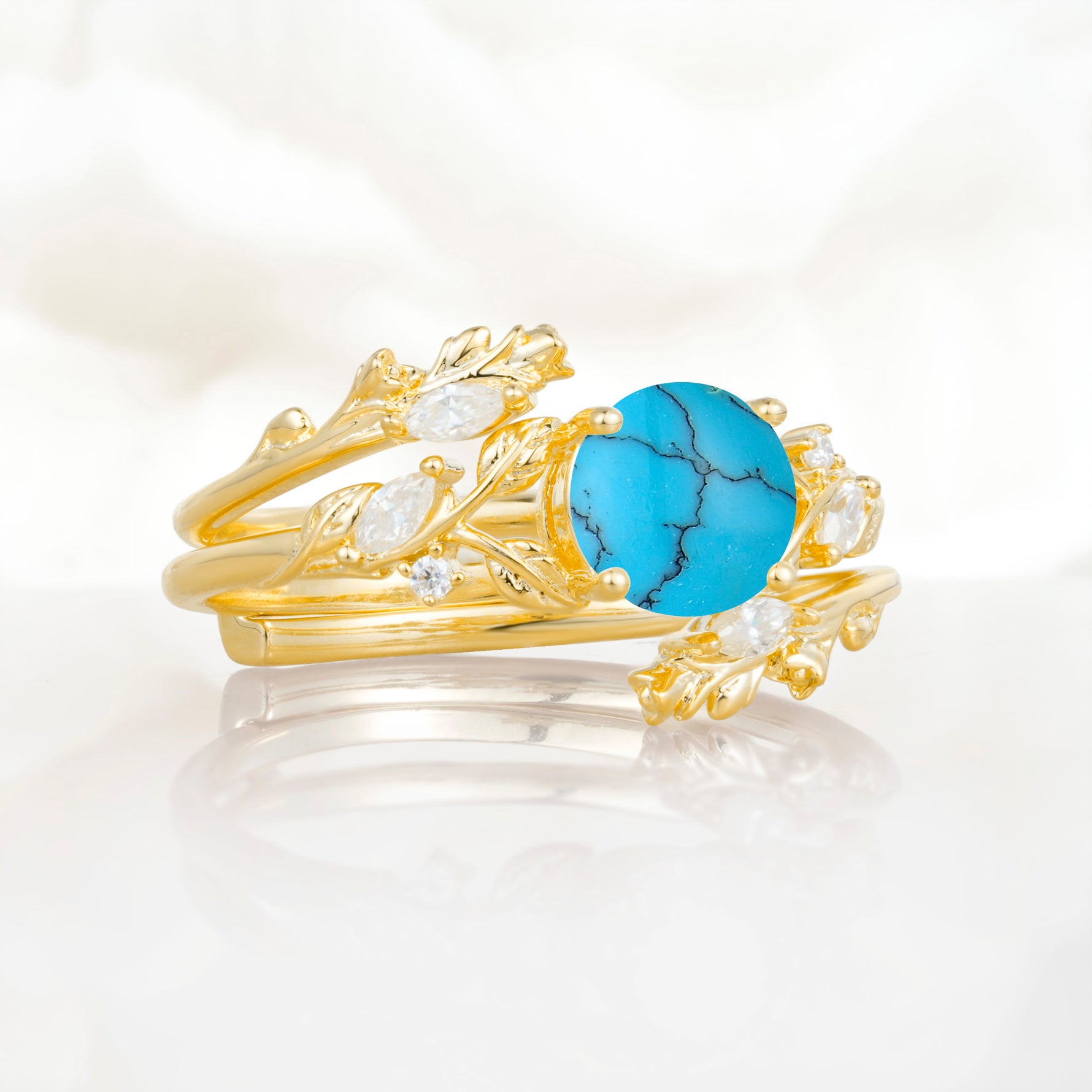 SR17688 Turquoise Ring - White-Gold