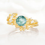 SR17688 Moss Agate Ring - Yellow-Gold
