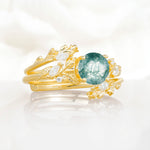 SR17688 Moss Agate Ring - White-Gold