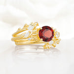 SR17688 Garnet Ring - White-Gold