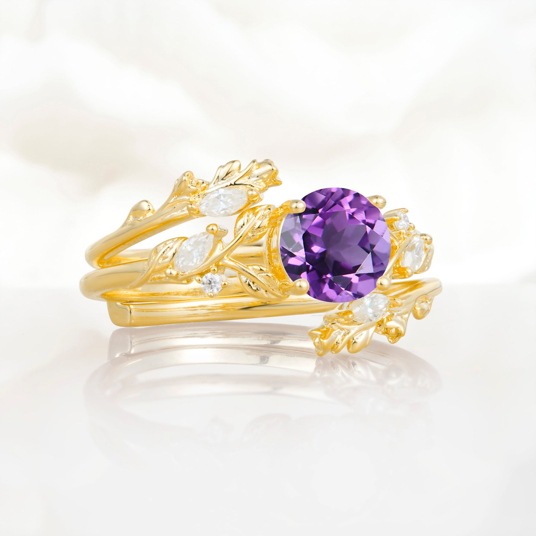 SR17688 Amethyst Ring - White-Gold