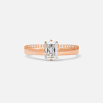 Emerald Cut Moissanite Tapered Pavé Solitaire Engagement Ring - Additional view