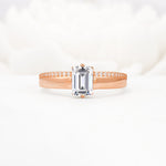 Emerald Cut Lab Diamond Tapered Pavé Solitaire Engagement Ring - Additional view