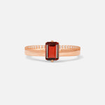 Emerald Cut Garnet Tapered Pavé Solitaire Engagement Ring - Additional view