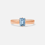 Emerald Cut Aquamarine Tapered Pavé Solitaire Engagement Ring - Additional view