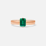 Emerald Cut Emerald Tapered Pavé Solitaire Engagement Ring - Additional view