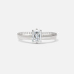 Emerald Cut Moissanite Tapered Pavé Solitaire Engagement Ring - Additional view
