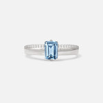 Emerald Cut Aquamarine Tapered Pavé Solitaire Engagement Ring - Additional view