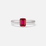 Emerald Cut Ruby Tapered Pavé Solitaire Engagement Ring - Additional view