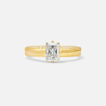 Emerald Cut Moissanite Tapered Pavé Solitaire Engagement Ring - Additional view