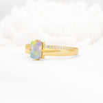Emerald Cut Fire Opal Tapered Pavé Solitaire Engagement Ring - Additional view