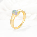 Emerald Cut Fire Opal Tapered Pavé Solitaire Engagement Ring - Additional view