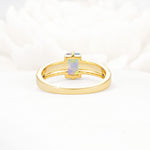 Emerald Cut Fire Opal Tapered Pavé Solitaire Engagement Ring - Additional view