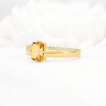 Emerald Cut Citrine Tapered Pavé Solitaire Engagement Ring - Additional view