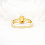 Emerald Cut Citrine Tapered Pavé Solitaire Engagement Ring - Additional view