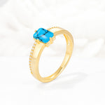 Emerald Cut Turquoise Tapered Pavé Solitaire Engagement Ring - Additional view