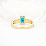 Emerald Cut Turquoise Tapered Pavé Solitaire Engagement Ring - Additional view