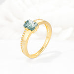 Emerald Cut Moss Agate Tapered Pavé Solitaire Engagement Ring - Additional view