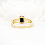 Emerald Cut Black Onyx Tapered Pavé Solitaire Engagement Ring - Additional view