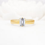 Emerald Cut Lab Diamond Tapered Pavé Solitaire Engagement Ring - Additional view
