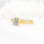 Emerald Cut Lab Diamond Tapered Pavé Solitaire Engagement Ring - Additional view
