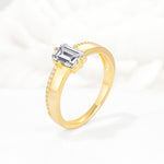 Emerald Cut Lab Diamond Tapered Pavé Solitaire Engagement Ring - Additional view