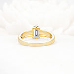 Emerald Cut Lab Diamond Tapered Pavé Solitaire Engagement Ring - Additional view