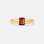 Emerald Cut Garnet Tapered Pavé Solitaire Engagement Ring - Additional view