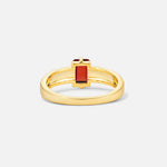 Emerald Cut Garnet Tapered Pavé Solitaire Engagement Ring - Additional view