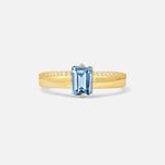 Emerald Cut Aquamarine Tapered Pavé Solitaire Engagement Ring - Additional view