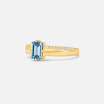 Emerald Cut Aquamarine Tapered Pavé Solitaire Engagement Ring - Additional view