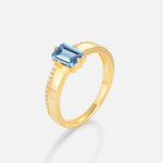Emerald Cut Aquamarine Tapered Pavé Solitaire Engagement Ring - Additional view