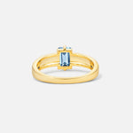 Emerald Cut Aquamarine Tapered Pavé Solitaire Engagement Ring - Additional view