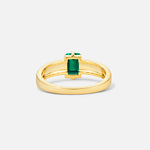 Emerald Cut Emerald Tapered Pavé Solitaire Engagement Ring - Additional view
