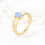 Emerald Cut Moonstone Tapered Pavé Solitaire Engagement Ring - Additional view