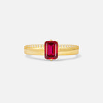 Emerald Cut Ruby Tapered Pavé Solitaire Engagement Ring - Additional view