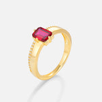 Emerald Cut Ruby Tapered Pavé Solitaire Engagement Ring - Additional view