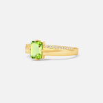 Emerald Cut Peridot Tapered Pavé Solitaire Engagement Ring - Additional view