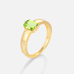 Emerald Cut Peridot Tapered Pavé Solitaire Engagement Ring - Additional view