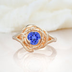 Round Cut Sapphire Swirl Halo Engagement Ring - Additional view