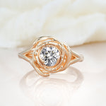 Round Cut Lab Diamond Swirl Halo Engagement Ring - Additional view
