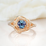 Round Cut Alexandrite Swirl Halo Engagement Ring - Additional view