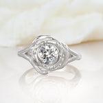 Round Cut Lab Diamond Swirl Halo Engagement Ring - Additional view