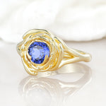 Round Cut Sapphire Swirl Halo Engagement Ring - Additional view