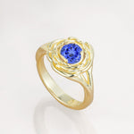 Round Cut Sapphire Swirl Halo Engagement Ring - Additional view