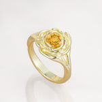 Round Cut Citrine Swirl Halo Engagement Ring - Additional view