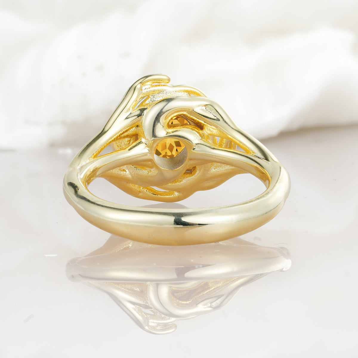 Round Cut Citrine Swirl Halo Engagement Ring - Additional view