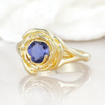 Round Cut Tanzanite Swirl Halo Engagement Ring - Additional view