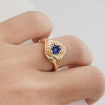 Round Cut Tanzanite Swirl Halo Engagement Ring - Additional view